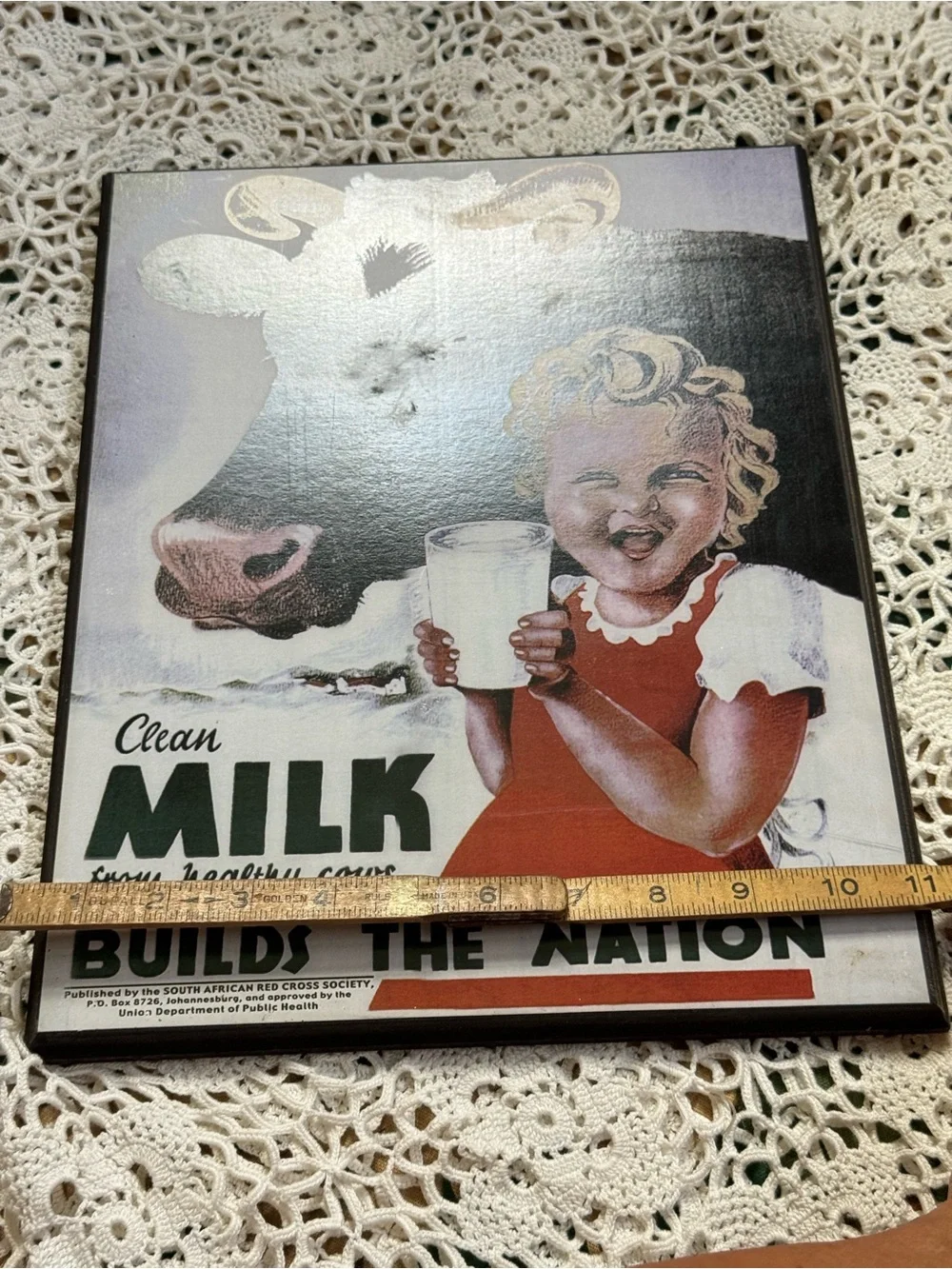 Vintage Red and Black Cow & Child Milk Wall Art